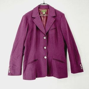 Eddie Bauer Purple Wool Angora Rabbit Hair Button Pea Coat Blazer Jacket Z1